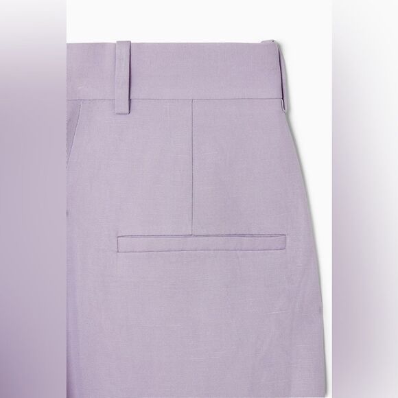 NWT COS RELAXED LINEN-BLEND WIDE LEG TROUSERS LILAC - Picture 3 of 8